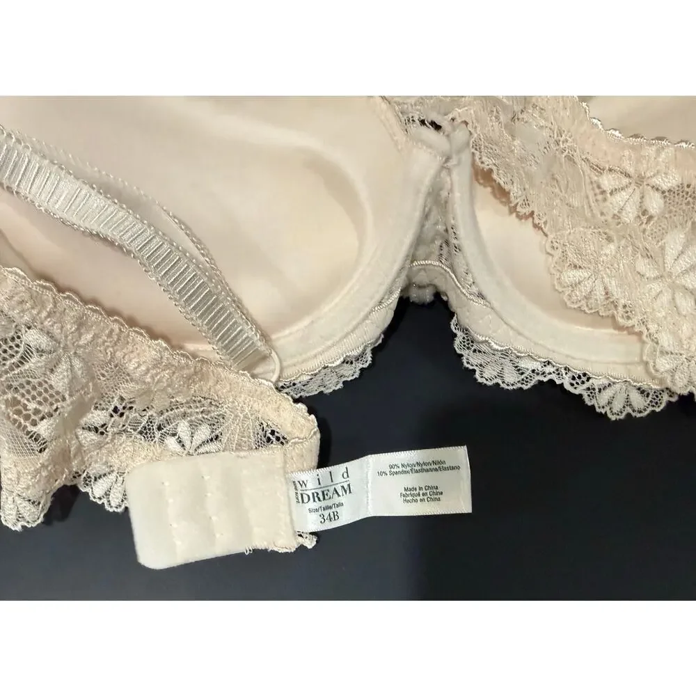Women's Rene Rofe Wild Dream push- up lace bra 34B cream underwire lingerie - Picture 3 of 4
